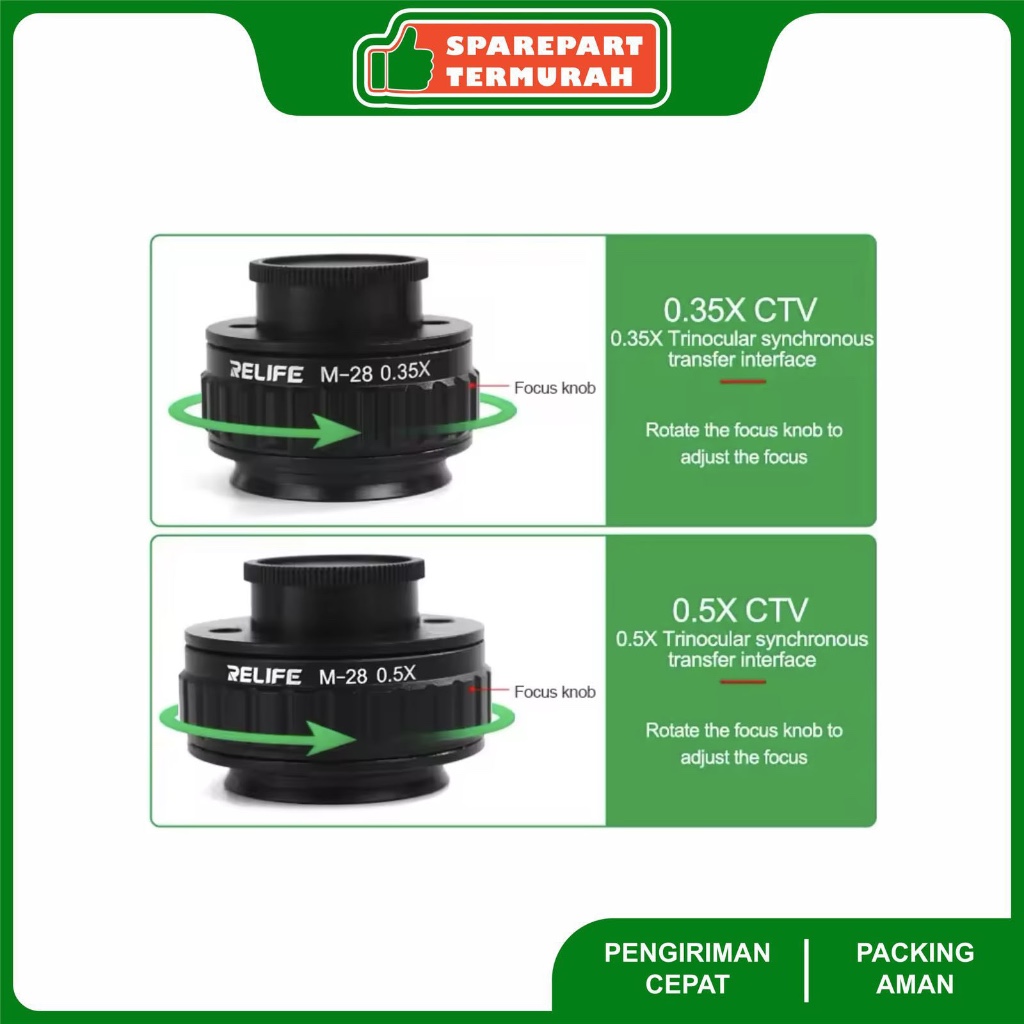 Adaptor CVT C-MOUNT Lensa Microscop 0.35X - 0.5X - Relife M-28