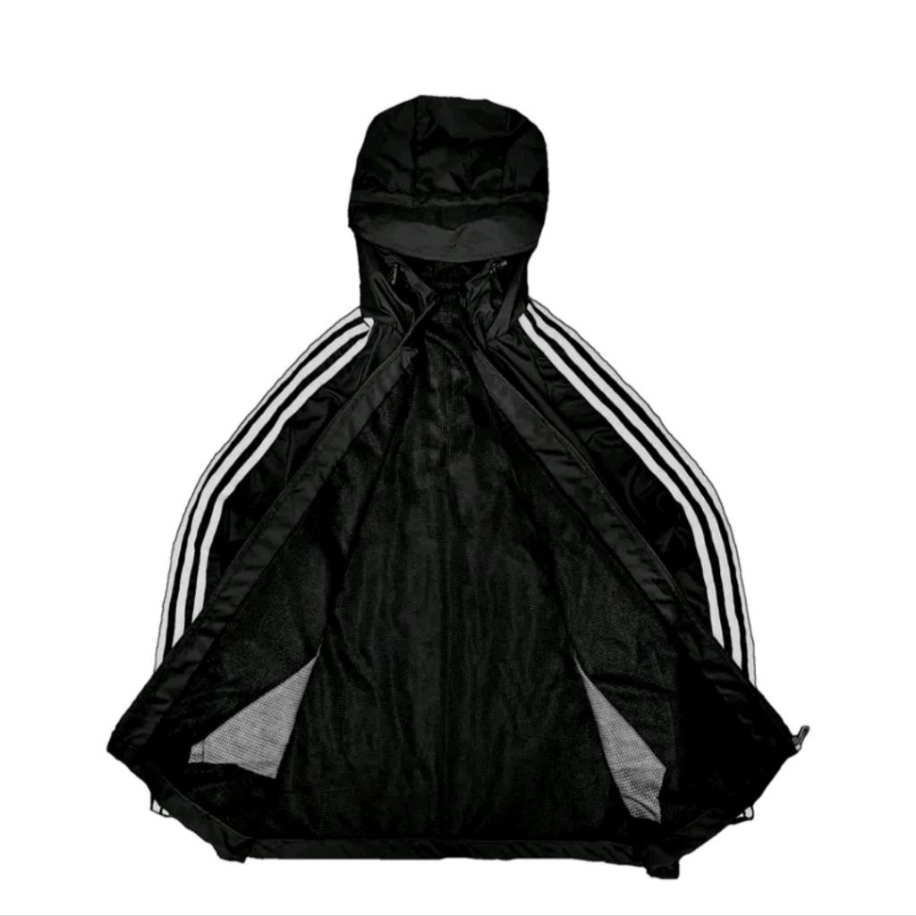 Jaket  Polos Pria Wanita Zipper Full Bahan Parasut Olahraga Jaket Polos Hitam