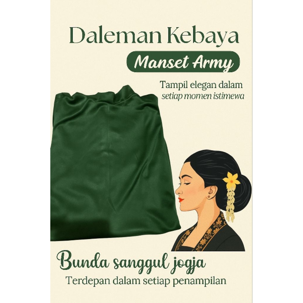 Manset/daleman kebaya warna hijau army