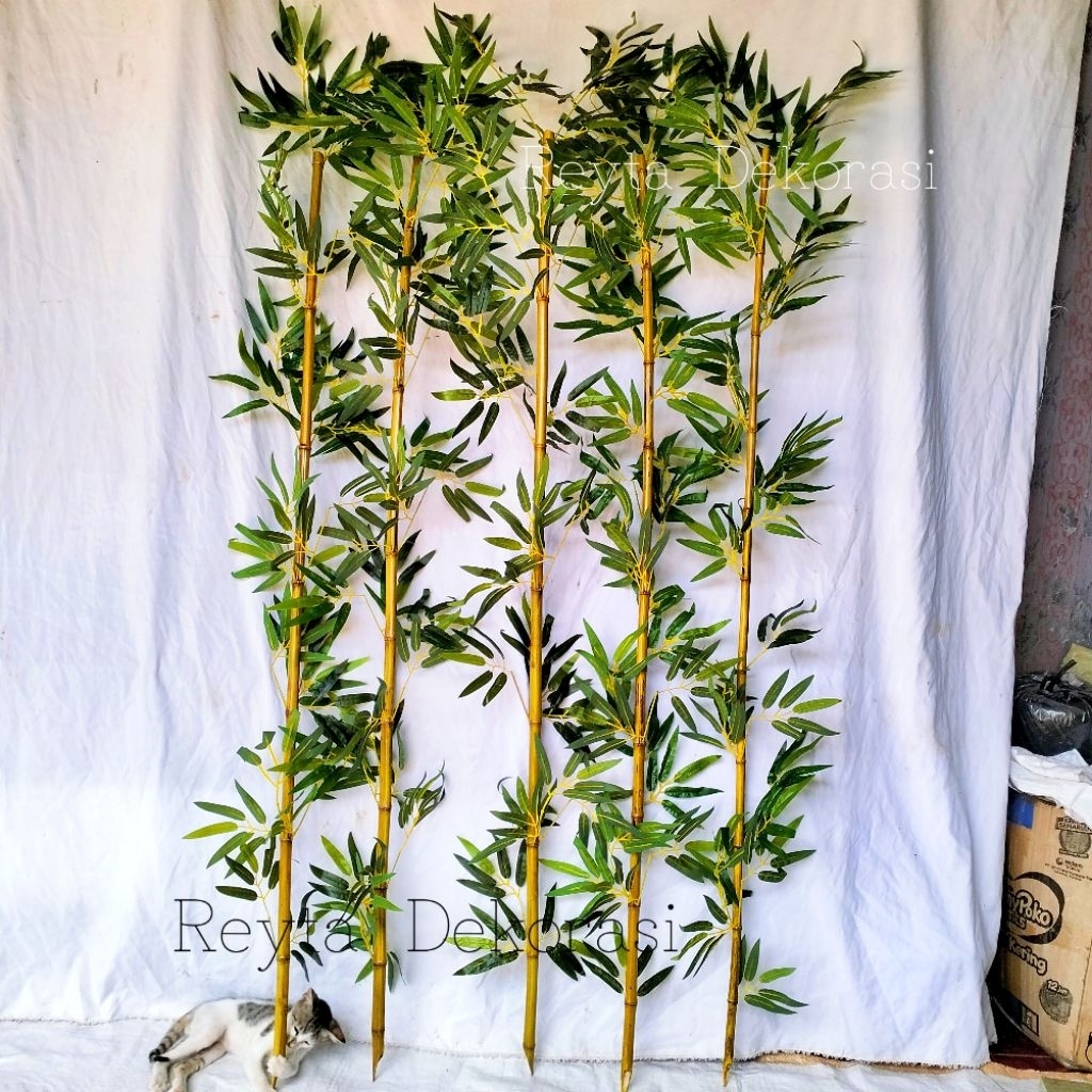 partisi Batang Bambu tinggi 150cm/tinggi 140cm Bunga Hias Plastik Artificial Dekorasi - pohon bambu 