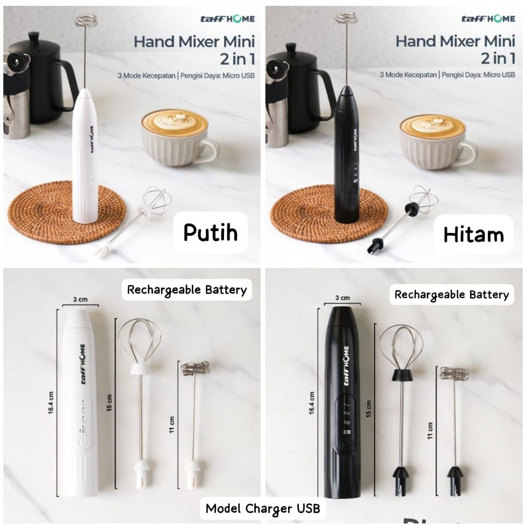 Hand Mixer Mini 2in1 Pengocok Telor / Baterai Charger USB / Rechargeable Battery / Alat Kocok