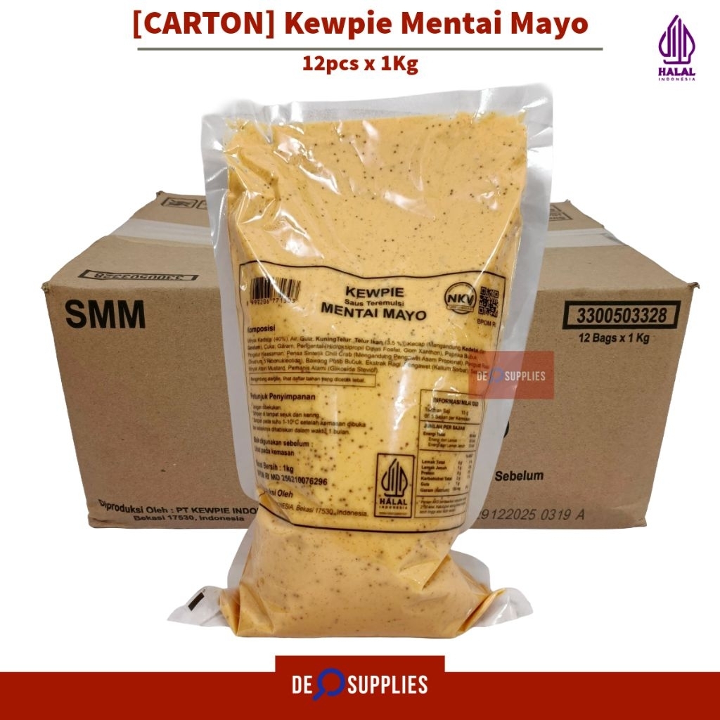

[CARTON] Kewpie Mentai Mayo 1kg x 12pcs - Saus Mentai Sushi Dimsum Mentaiko Halal