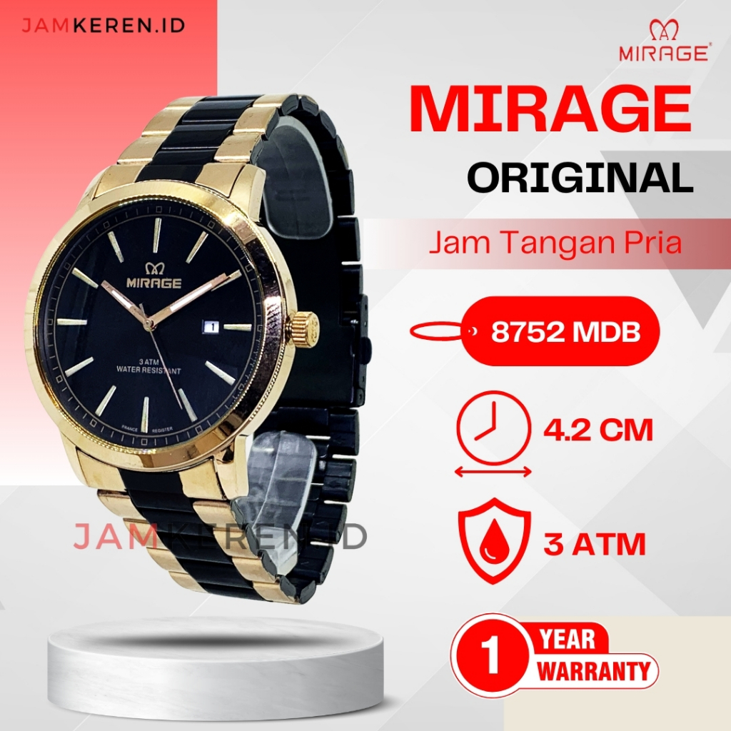 Mirage - Jam Tangan Pria - Jam Tangan Mirage Pria 8752 MD Stainless Steel Original Garansi Resmi