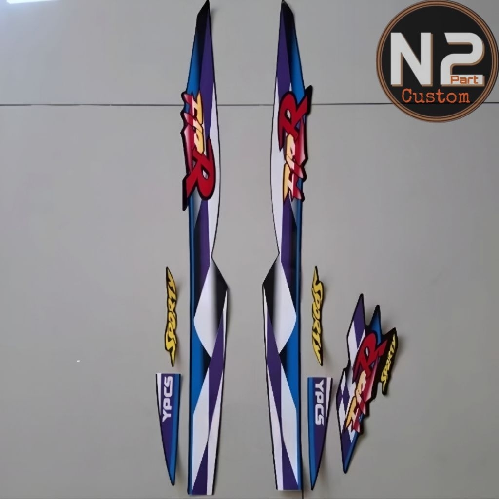 Striping Stiker motor Yamaha fiz r fizr f1 zr 1998 98 hitam biru Sticker list body standar terbaik