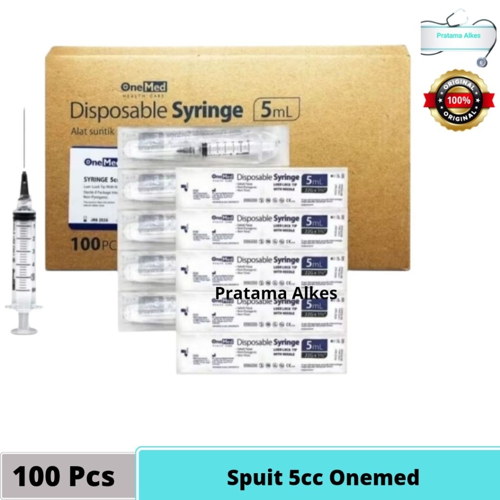 Per Box Spuit Onemed 1cc 3cc 5cc 10cc isi 100pcs / Syringe Onemed Dengan Needle