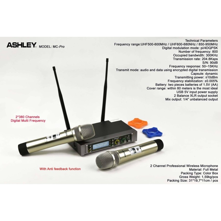 MC-PRO MIC WIRELESS ASHLEY ORIGINAL / MIC WIRELESS 2 HANDHELD / MC PRO ASHLEY / MCPRO ASHLEY
