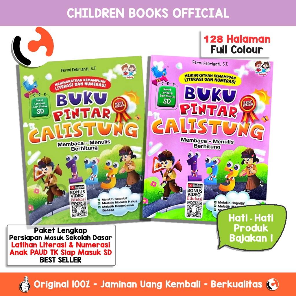 Buku Pintar Calistung Persiapan Masuk SD Edisi Paket Lengkap Siap SD Kelas 1