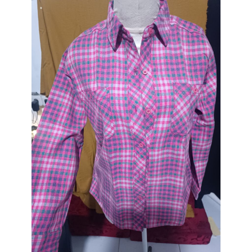 kemeja flanel pink PL