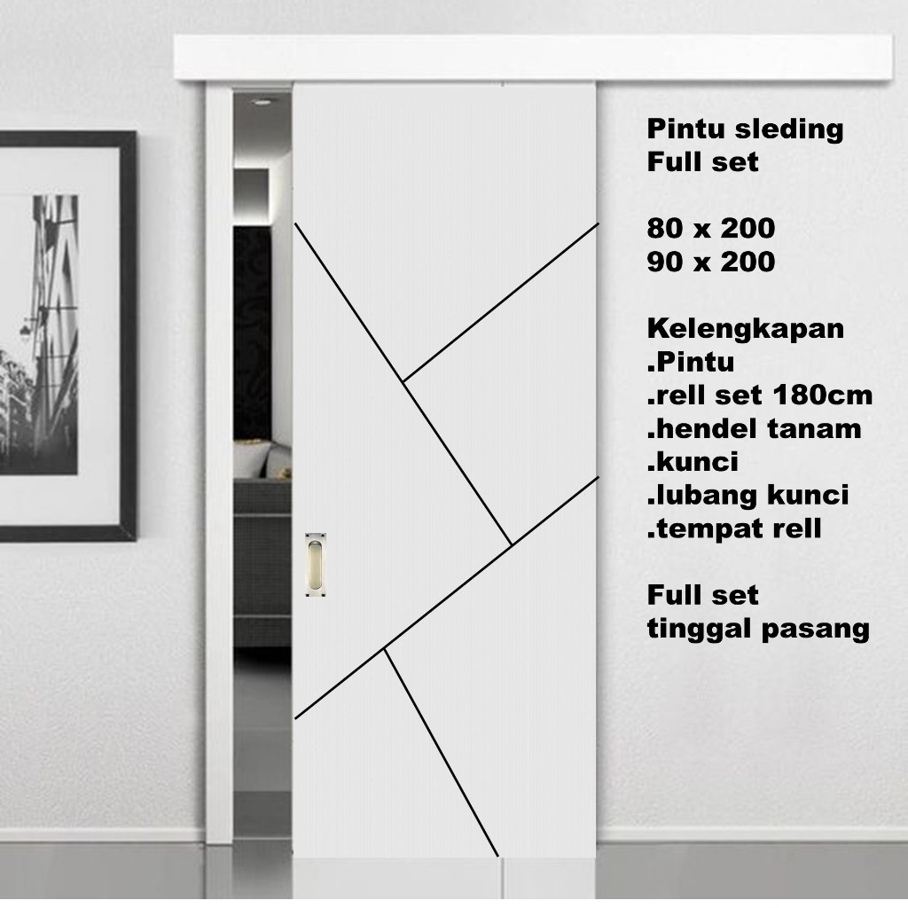 ready setok Pintu Kamar Sliding Minimalis Full Set
