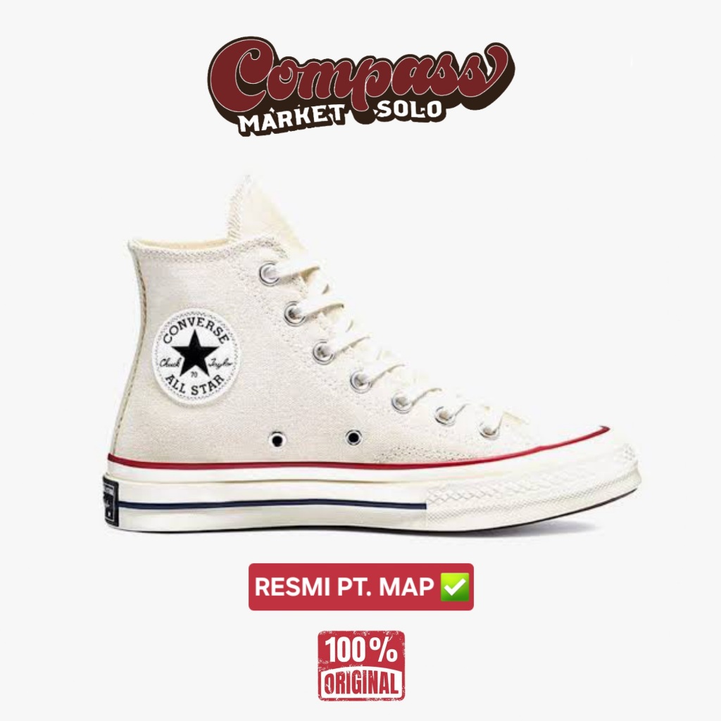 [ORIGINAL 100%] CONVERSE 70'S HI PARCHMENT / GARNET / EGRET /CREAM 162053C RESMI PT. MAP