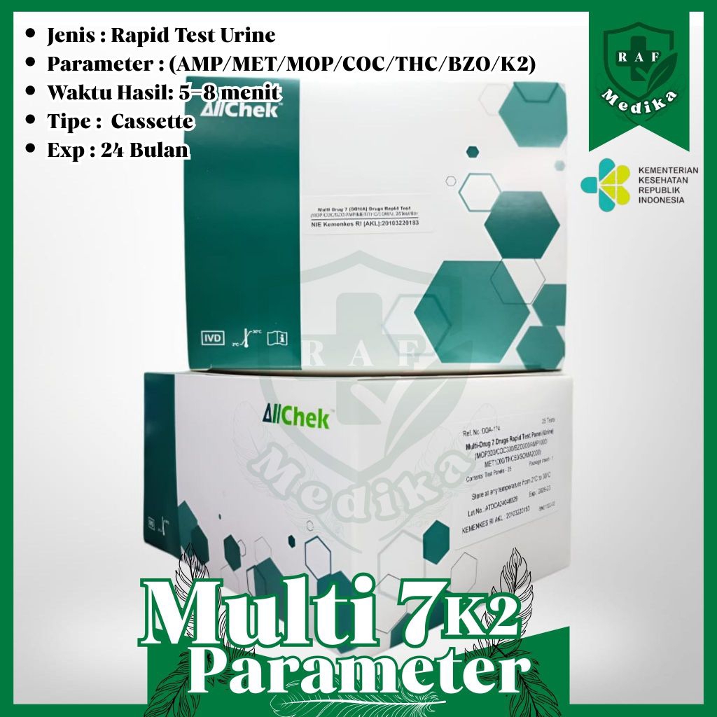 Multi 7 K2 Parameter Alat Tes Narkoba Drug Of Abuse Test Merk Allchek/Egens