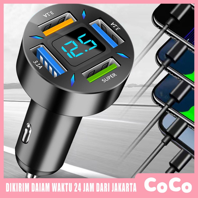 Super Fast Charging Charger Mobil 5 Port Adaptor 66W PD QC3.1 Tipe-c 5USB Car Charger Untuk IP and A