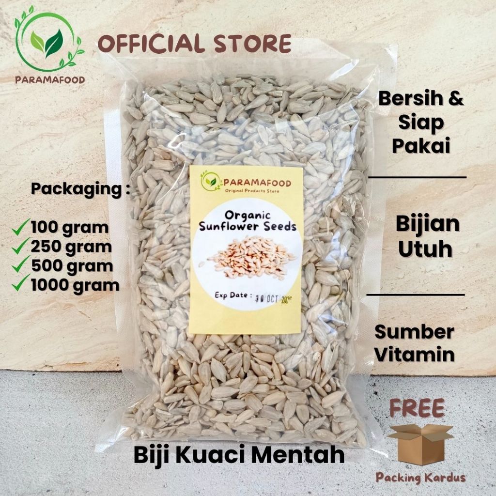 

Raw Sunflower Seed / Biji Kuaci Kupas Mentah 1 kg 500 gram 250 gram 100 gram