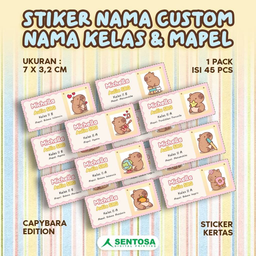 

STICKER NAMA CUSTOM NAMA KELAS DAN MAPEL EDISI CAPYBARA