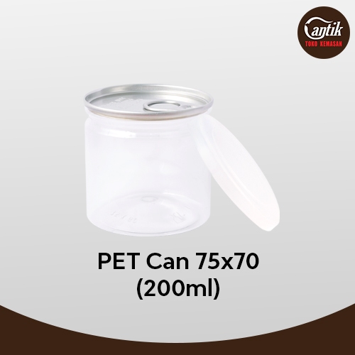 PET CAN 75 x 70 NATURAL / BENING (200 ML) + TUTUP PET CAN DIA 75 + TUTUP PLASTIK LLD DIA 75 ISI 756 