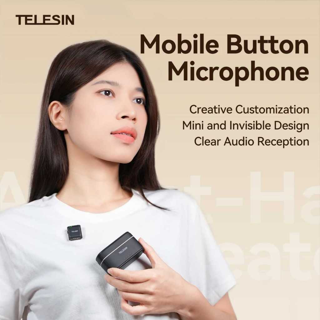 ORI Telesin Mikrofon Wireless Lavalier Bluetooth Microphone Clip Type C