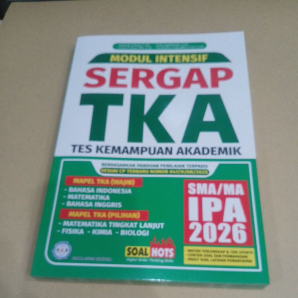 Buku soal-soal Modul intensif Sergap TKA( tes kemampuan akademik) mapel tka ( wajib) Bahasa indonesi