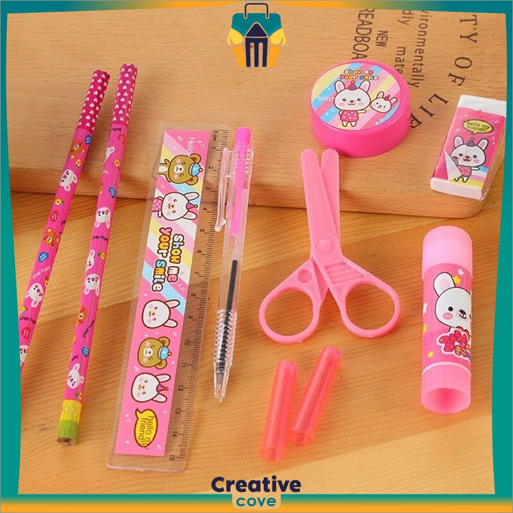 

EC Paket Alat Tulis Anak TK / Alat Tulis Set 8in1 Karakter Stationery Kids / Set School Supplies for Child Writing Gift Eraser Ruler Creative Cove A26