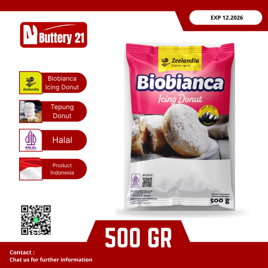 

BIOBIANCA ICING DONUT 500 GR/ZEELANDIA TEPUNG ICING DONUT/TEPUNG GULA HALUS