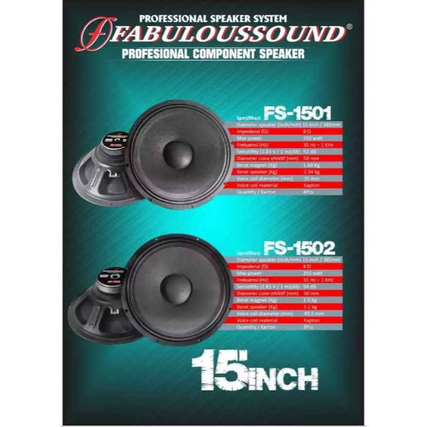 Fabulous 1501"komponen speaker woofer 15 Inch