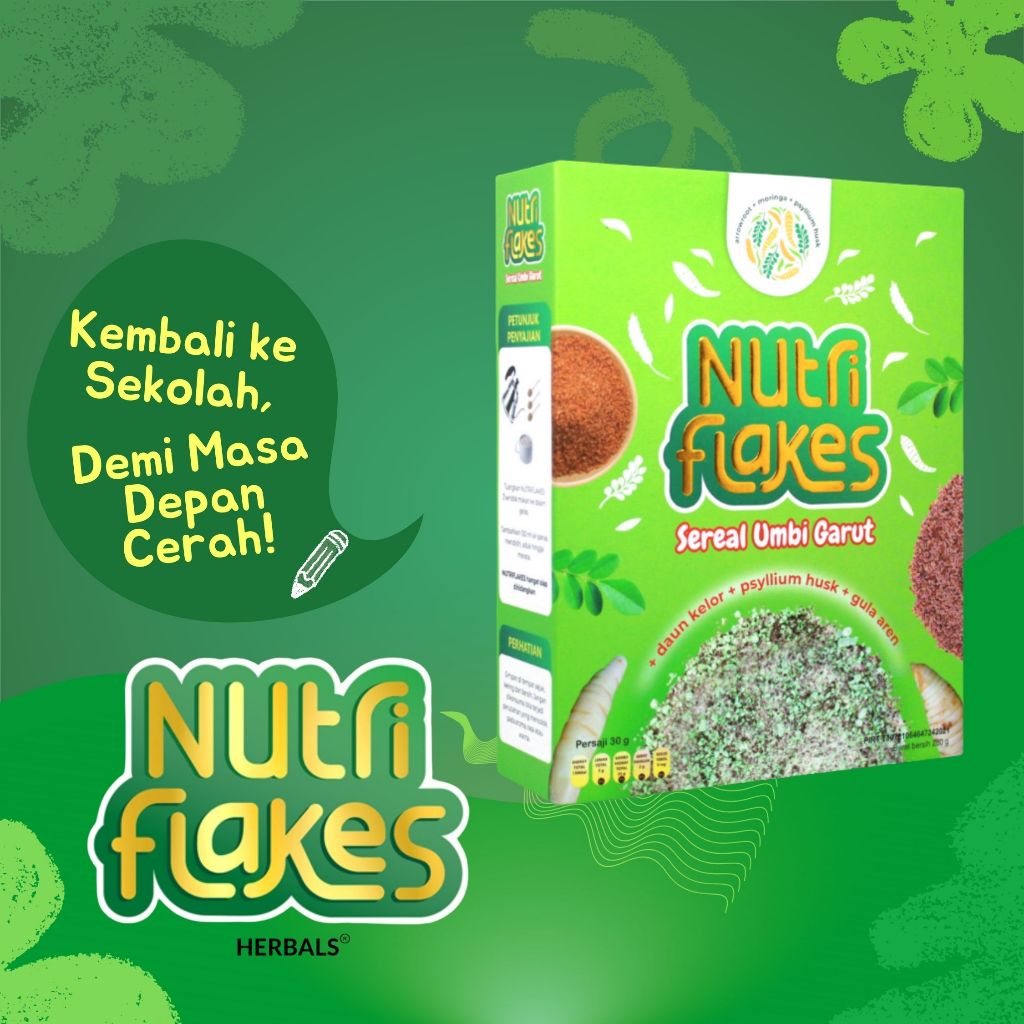 

Nutriflakes Sereal Atasi Masalah Pencernaan Dari Umbi Garut Original 1 Box