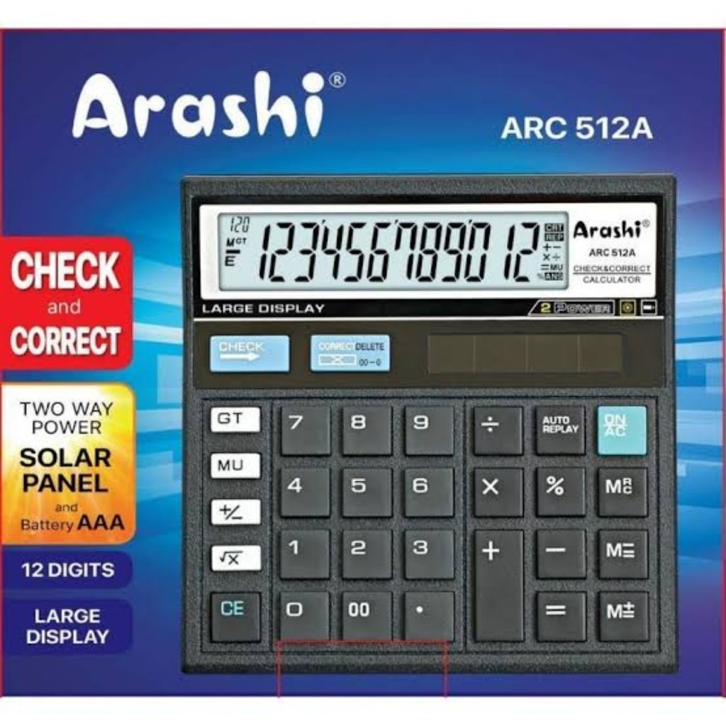 

Arashi Kalkulator ARC 512A Kalkulator 12 Digit Check dan Correct