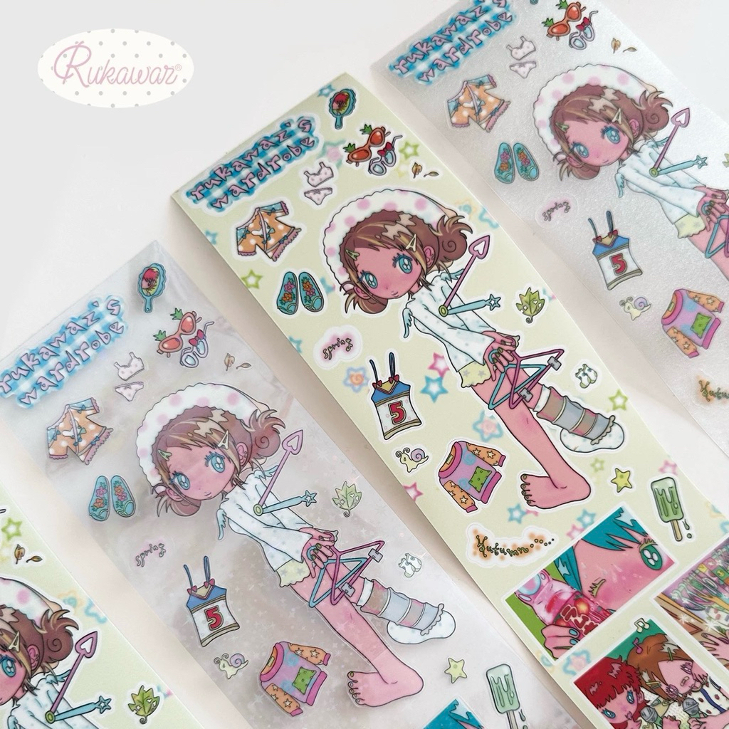 

[sunonebird] Four Seasons Wardrobe Y2K Transparent Glitter Sticker Roll || Japanese Korean Style Deco Stiker Journaling Scrapbook Washi Tape Transparan Cute Girl Jepang Buzzz Object