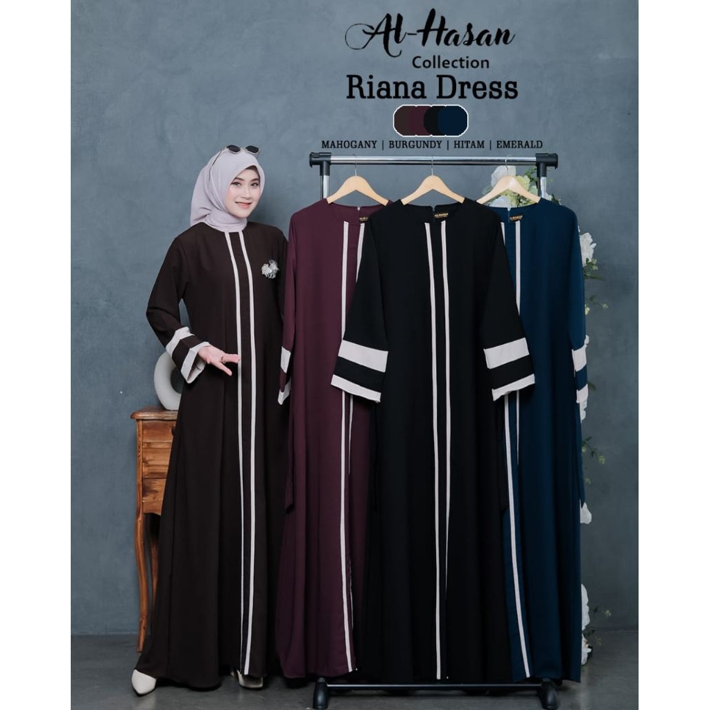 RIANA Dress Bahan Sabrina ORI by Al-Hasan// Riana Dress ORI Al-Hasan Collection// Gamis Riana Dress 
