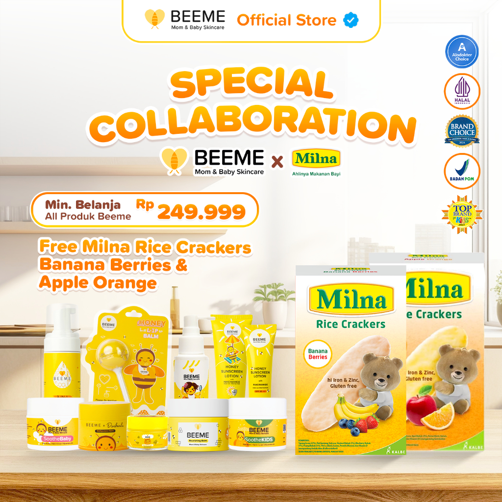 [Free] Special Collaboration Beeme x  Milna Rice Crackers Banana Berries & Apple Orange