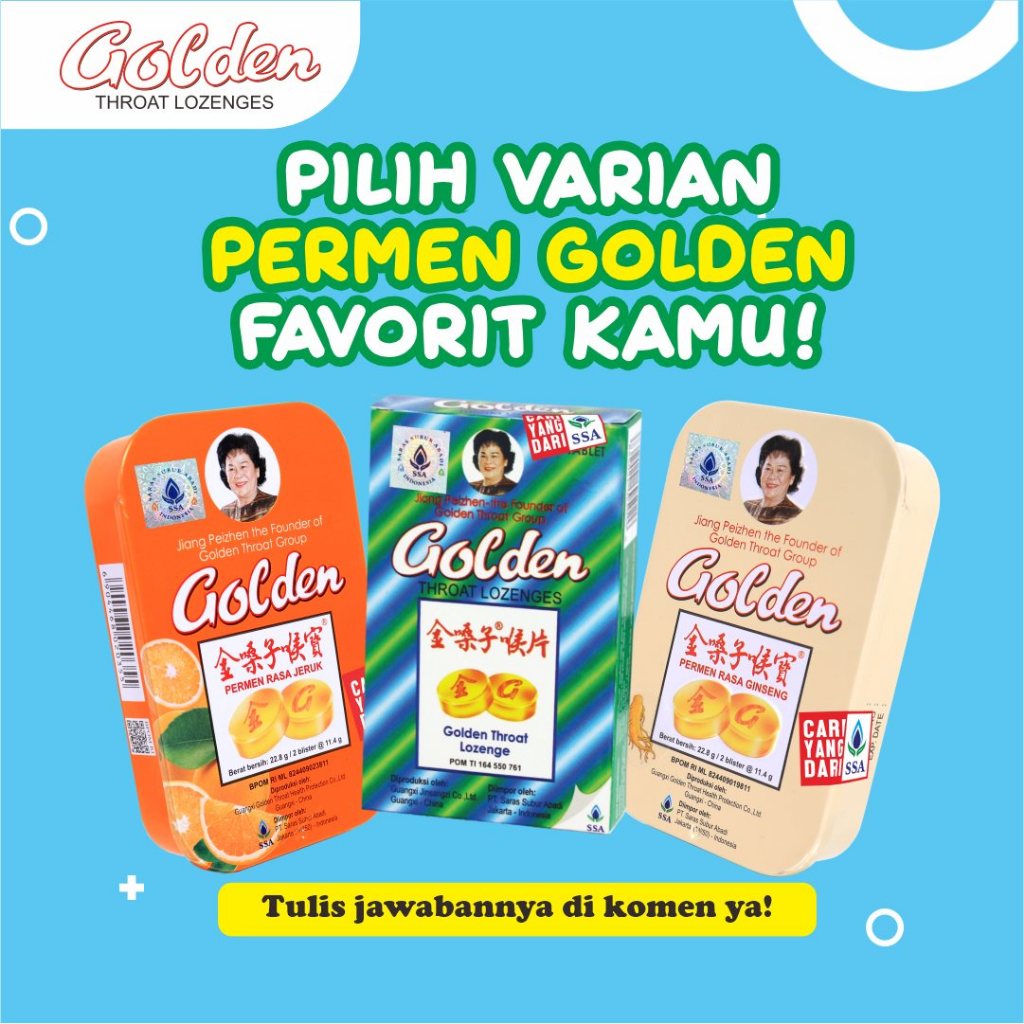

Golden Throat Permen Pelega Tenggorokan Rasa Jeruk & Ginseng 12's Jin Sang Zi Hou Pian Membantu Meredakan Batuk dan Tenggorokan Kering