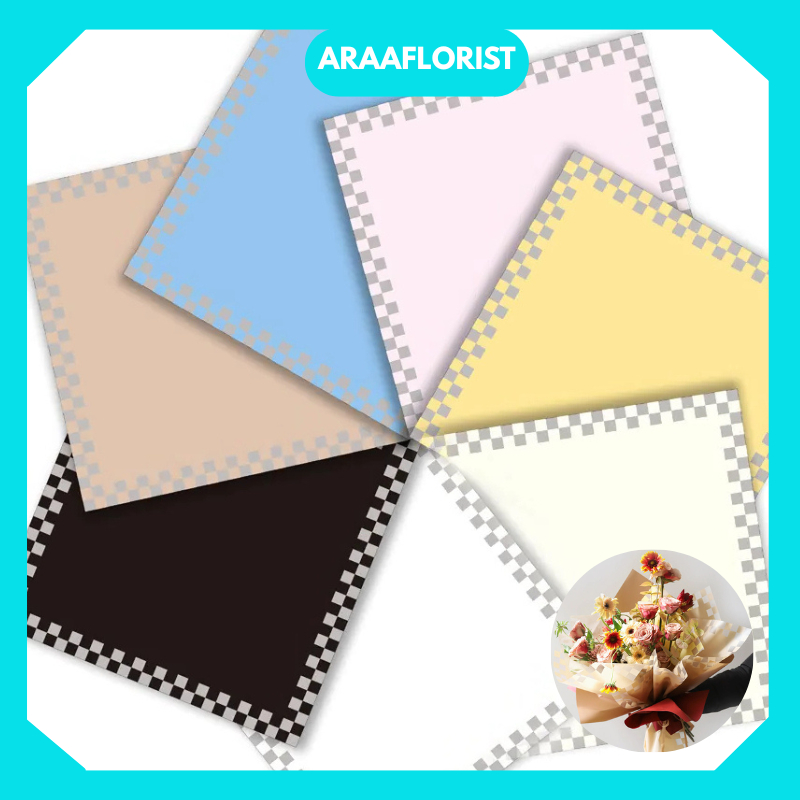 

20 LEMBAR Kertas Buket Bunga Square Pattern Cellophane Wrapping Paper Motif Kota-kotak Florist KB088