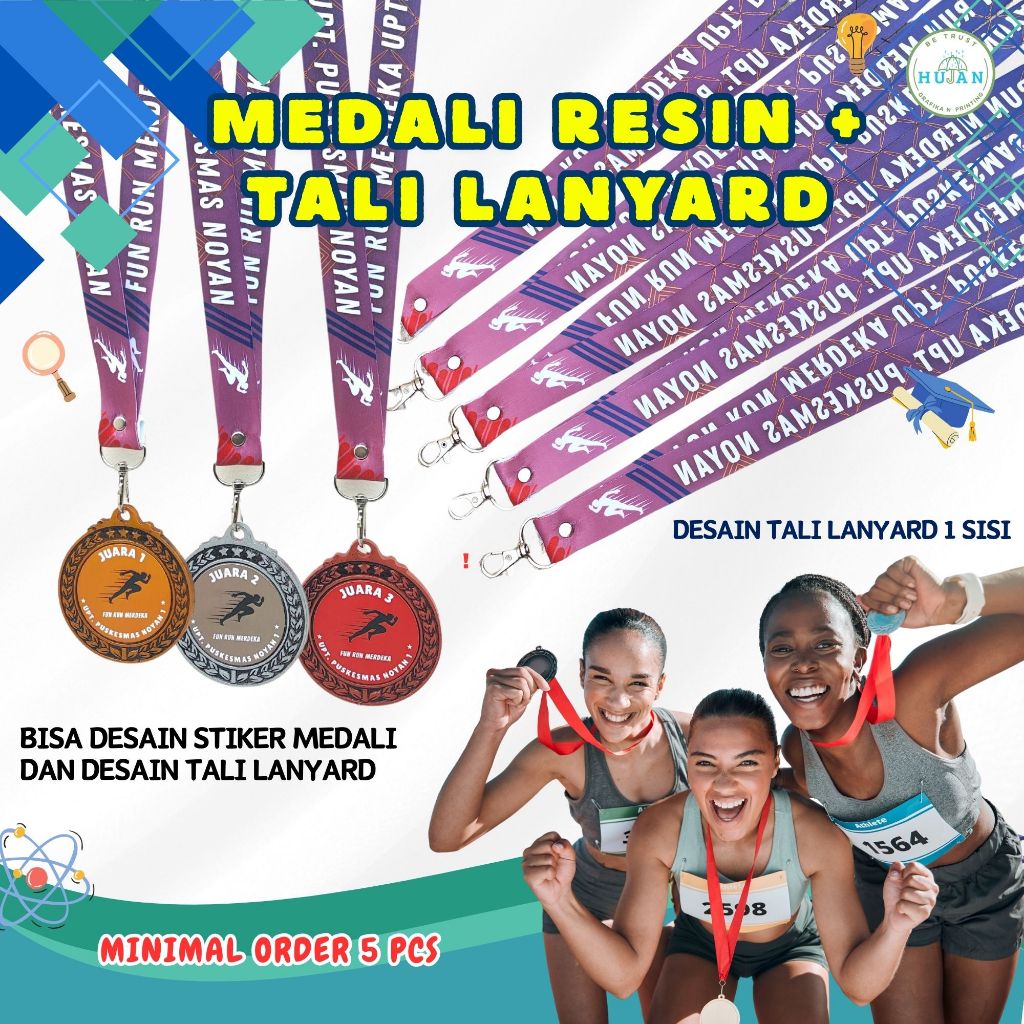 

Medali Juara Resin Gold Silver Bronze + Tali Lanyard Custom / Tali Lanyard Custom