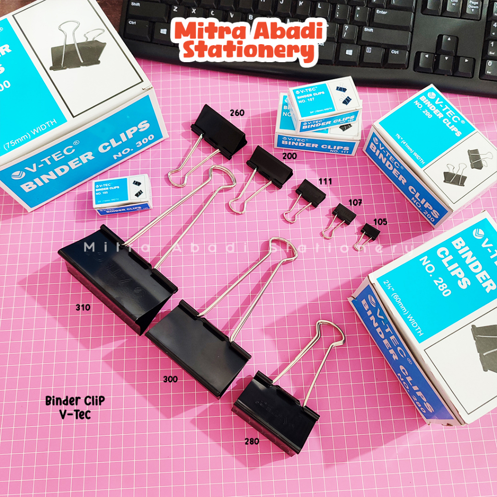

(1 PACK) BINDER CLIP VTEC / 105 107 111 155 200 260 PENJEPIT KERTAS PAPER KLIP BESI STATIONERY MURAH