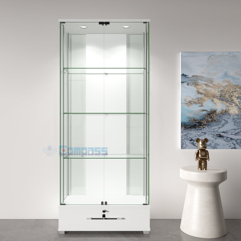 DX8 Lemari Pajangan Display Cabinet Etalase 3 Rak Kaca Besar dengan Laci Pajang Tas Tempat Koleksi D