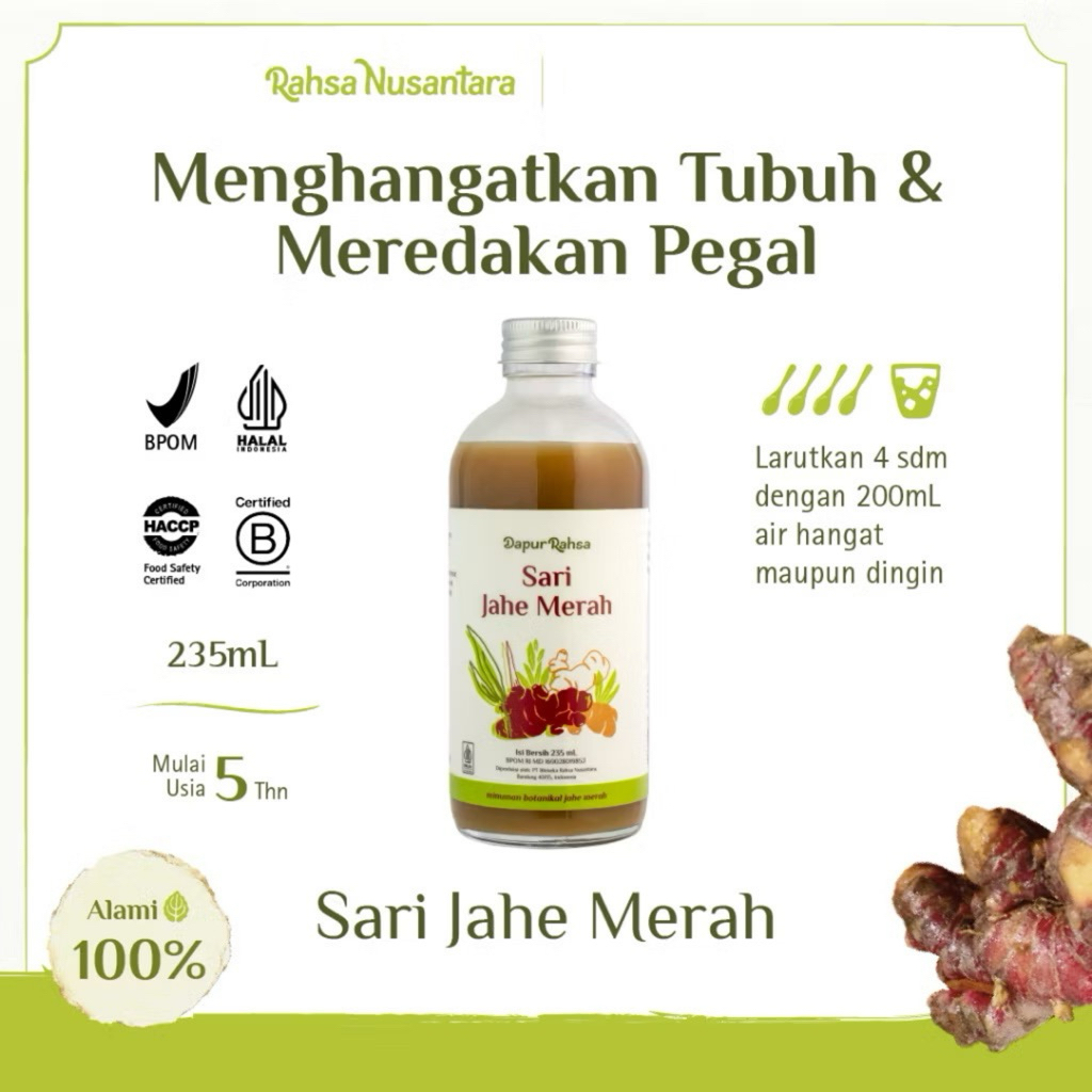 

JAHE MERAH 235ml | Meredakan Pegal Menghangatkan Tubuh Imun Booster Herbal BPOM - By Rahsa Nusantara