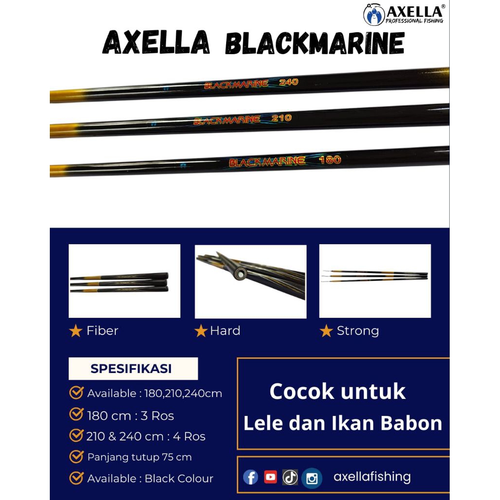 Joran Tegek Axella BlackMarine Fiber - Lele & Ikan Babon 180/210/240cm