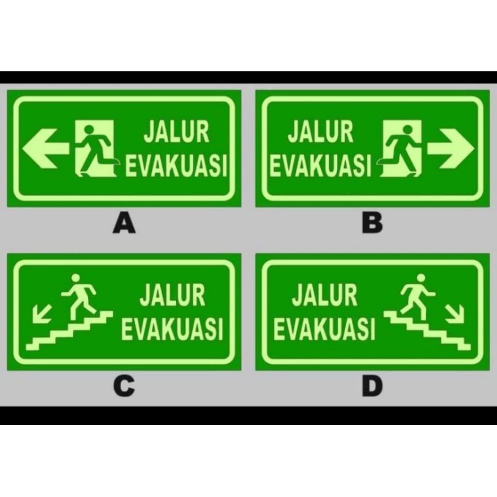 

SIGN STIKER JALUR EVAKUASI ( GLOW IN THE DARK ) UK 15X30 CM