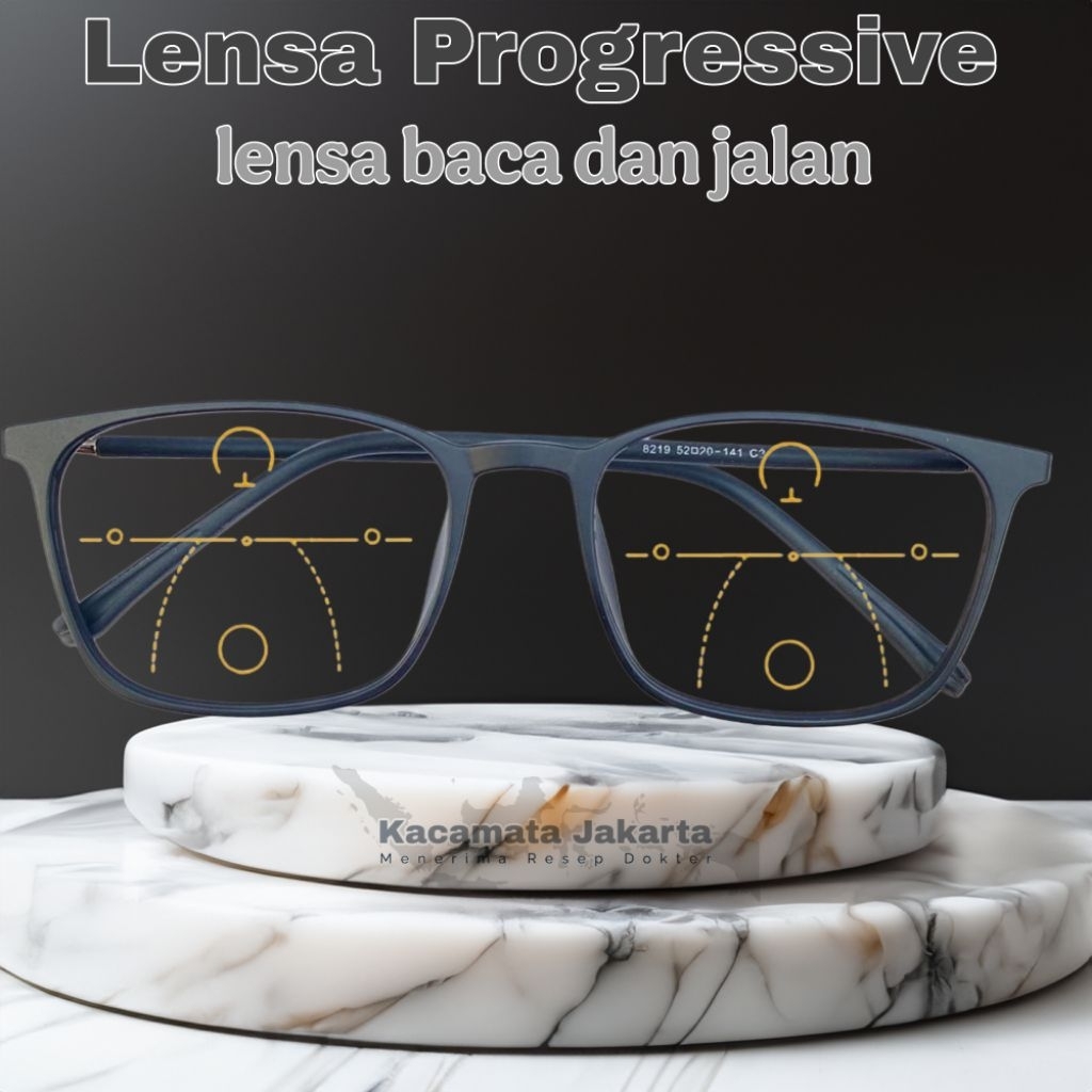 kacamata kotak anti patah, bahan lentur dan super ringan | frame kacamata kotak lensa progressive ph