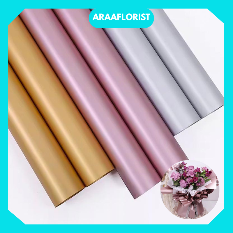 

20 LEMBAR Flower Wrapping Paper Warna Metalik Metal Colored Film Kertas Buket Bunga Cellophane KB081