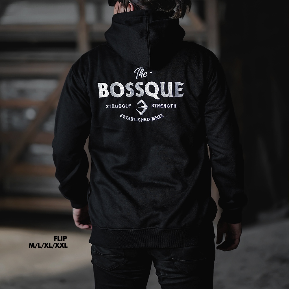 Bossque - Flip Hoodie Bordir Jumper Sweater Pria Pullover Jaket Hoodie Pria Keren Casual Kremlin