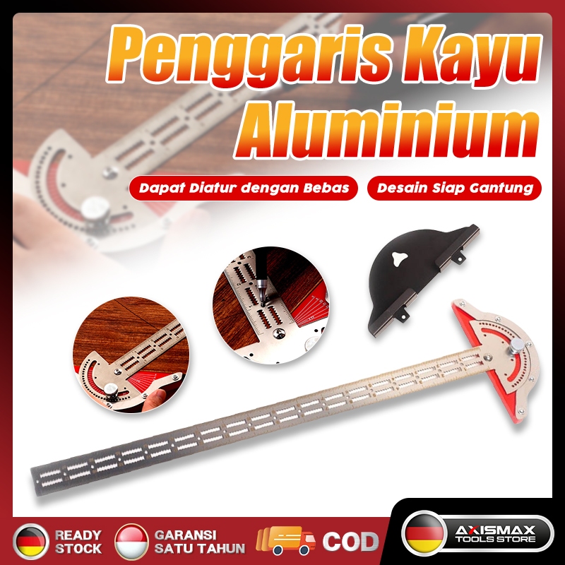

✨COD✨Penggaris Busur Sudut Kayu 70 Derajat Stainless Steel Multifungsi Adjustable Penggaris Siku Busur Protractor Angle Ruler
