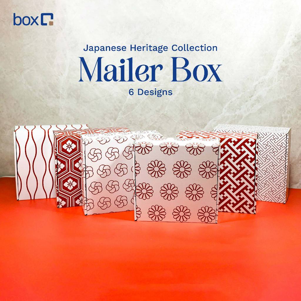 Mailer Box 6 Set Motif Merah – Kotak Kardus Pola Elegan untuk Hampers, Gift, dan Packaging