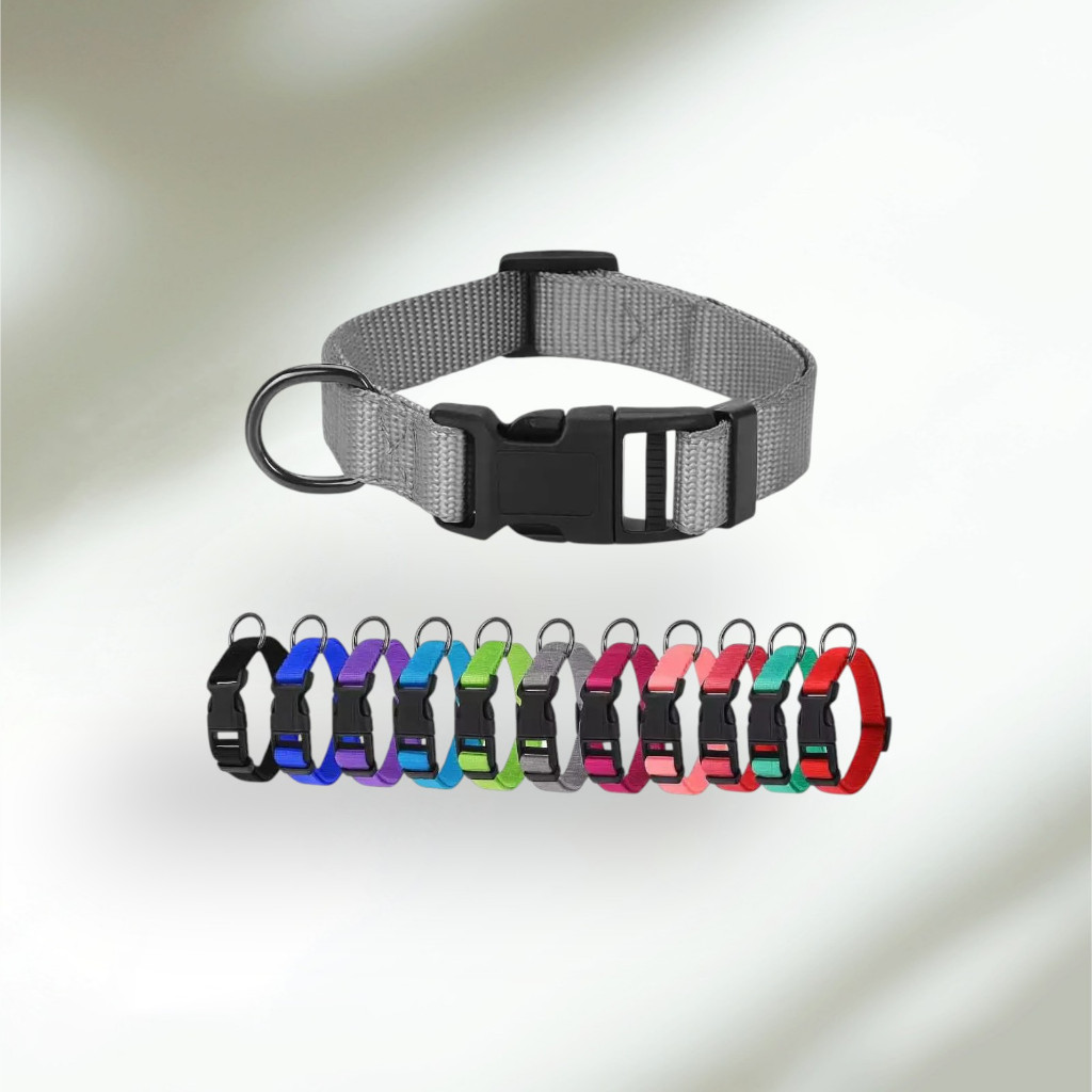 Kalung Anjing Nylon Tebal  Ukuran S/M/L Banyak Varian Warna Webbing Kalung Anjing