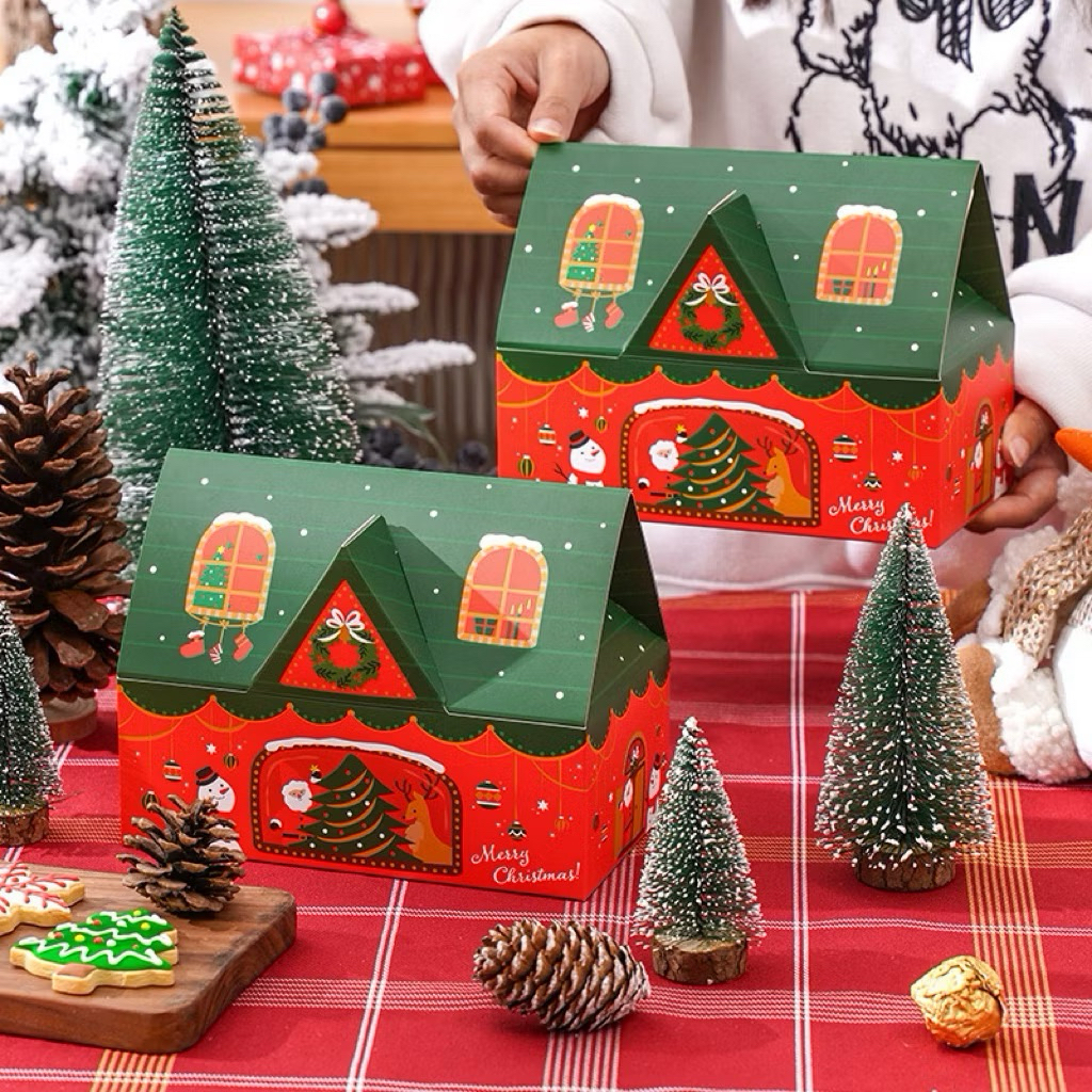 

Box Red Green Bentuk Rumah Persegi Panjang Box Merry Christmas