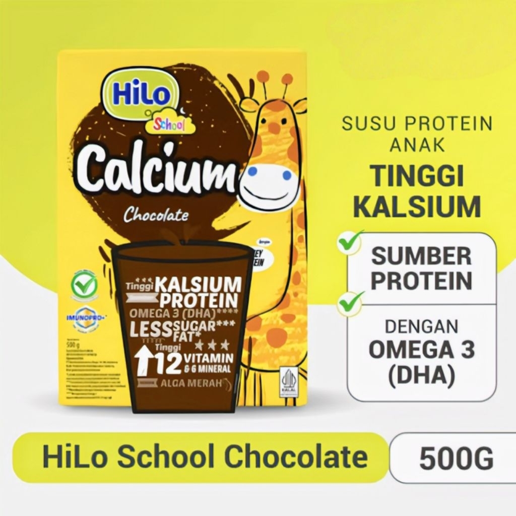 

PROMO BERHADIAH!!! HiLo School Calcium Chocolate 500 gr Susu Tinggi Kalsium