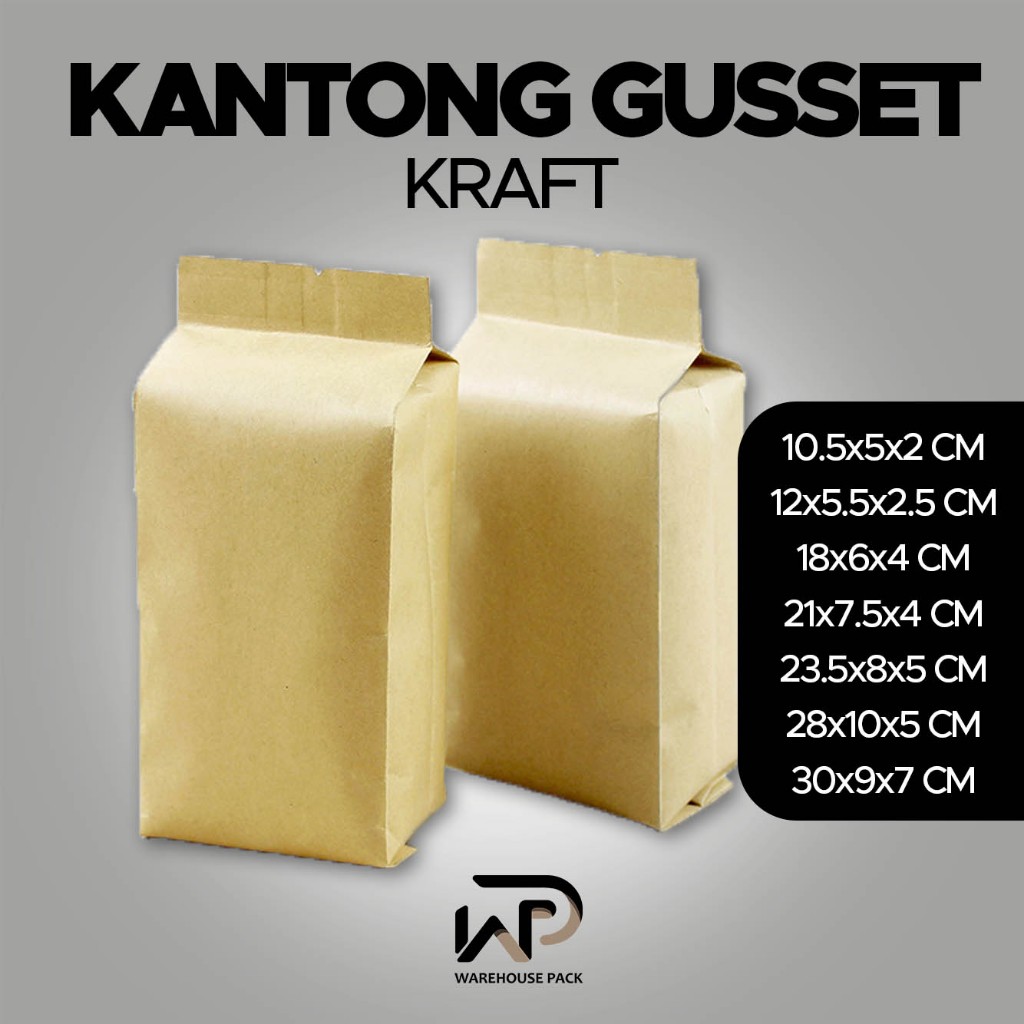 ( 1 Pcs ) Gusset Kraft Paper Bag| Kantong Kemasan Sealing | Kantong Alumunium Gusset Coffee Bag | Ke