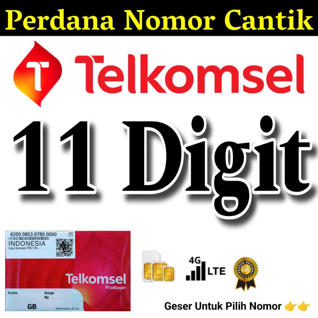 perdana Telkomsel 11 digit simpati 11 angka Nomor Cantik