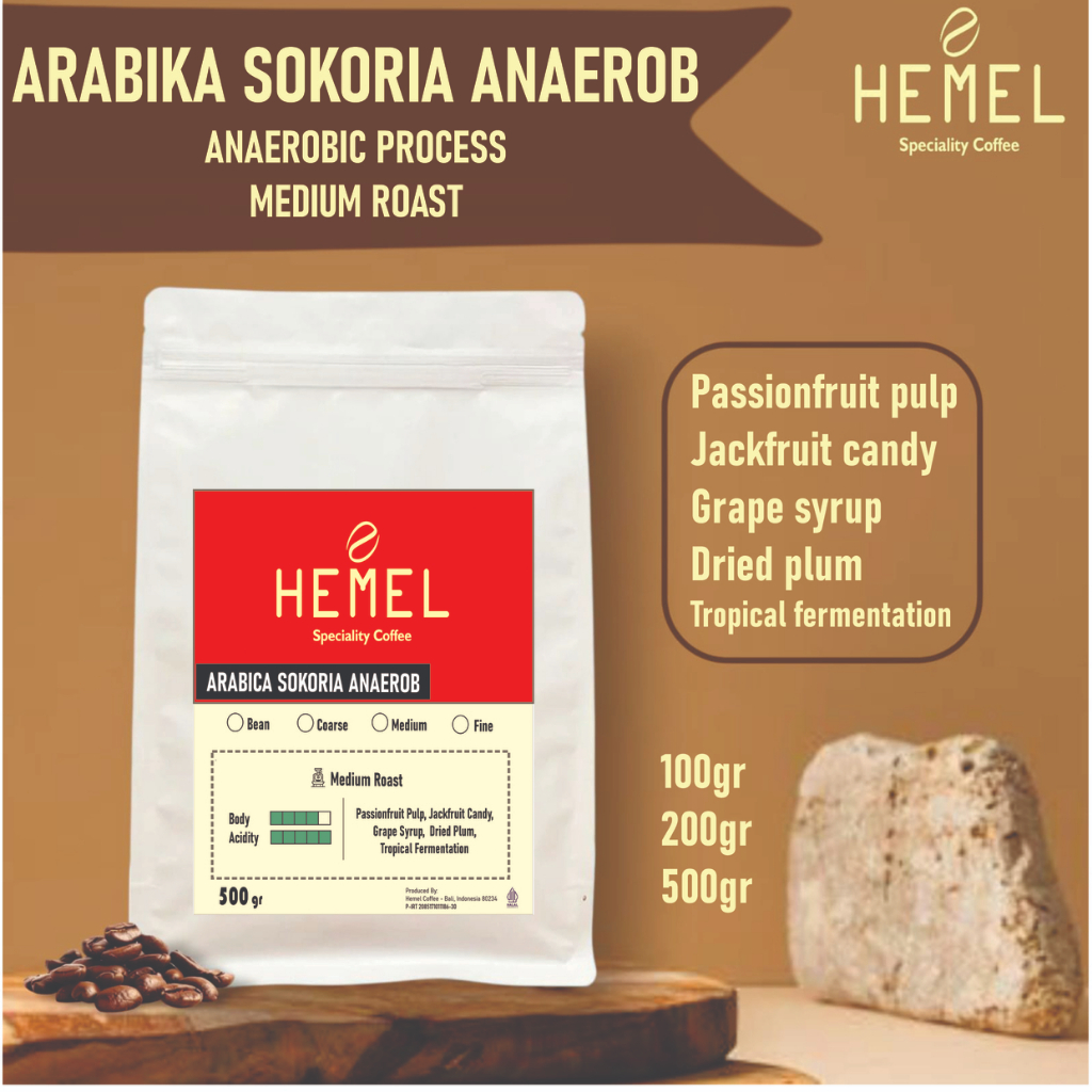 

Hemel Coffee - Kopi Arabika Flores Sokoria Anaerob – Biji & Bubuk Kopi Premium 500gr / 200gr / 100gr