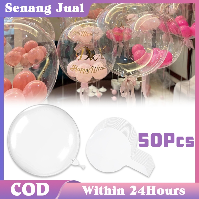 50Pcs 24 Inch Balloon Plastik / Balon PVC Transparan Tinggi Bobo Tebal Jumbo