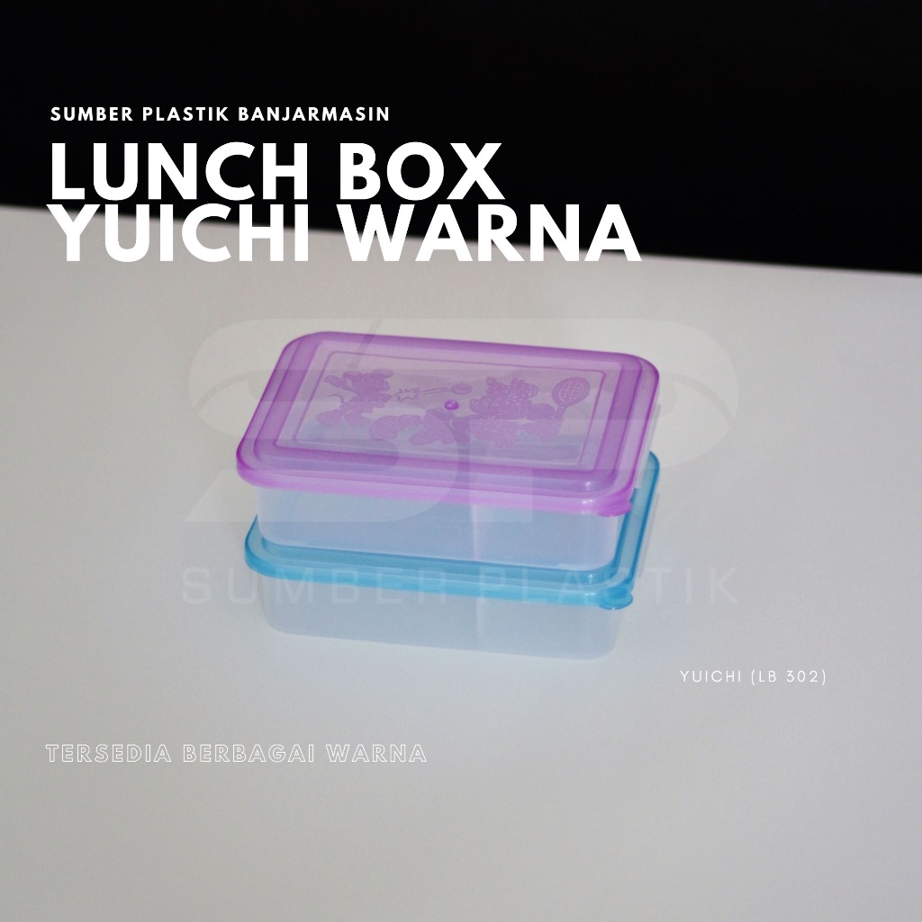 Kotak Makan Yuichi LB302 Lunch Box Sekat Tempat Makanan Anak Food Grade Plastik Warna (Satuan)